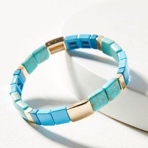 Anthropologie Serena Stretch Mega Chicklet Bracelet - Turquoise